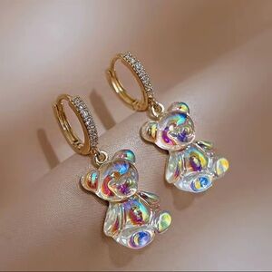 Gold Holographic Teddy Earrings – Trendy Statement Accessory